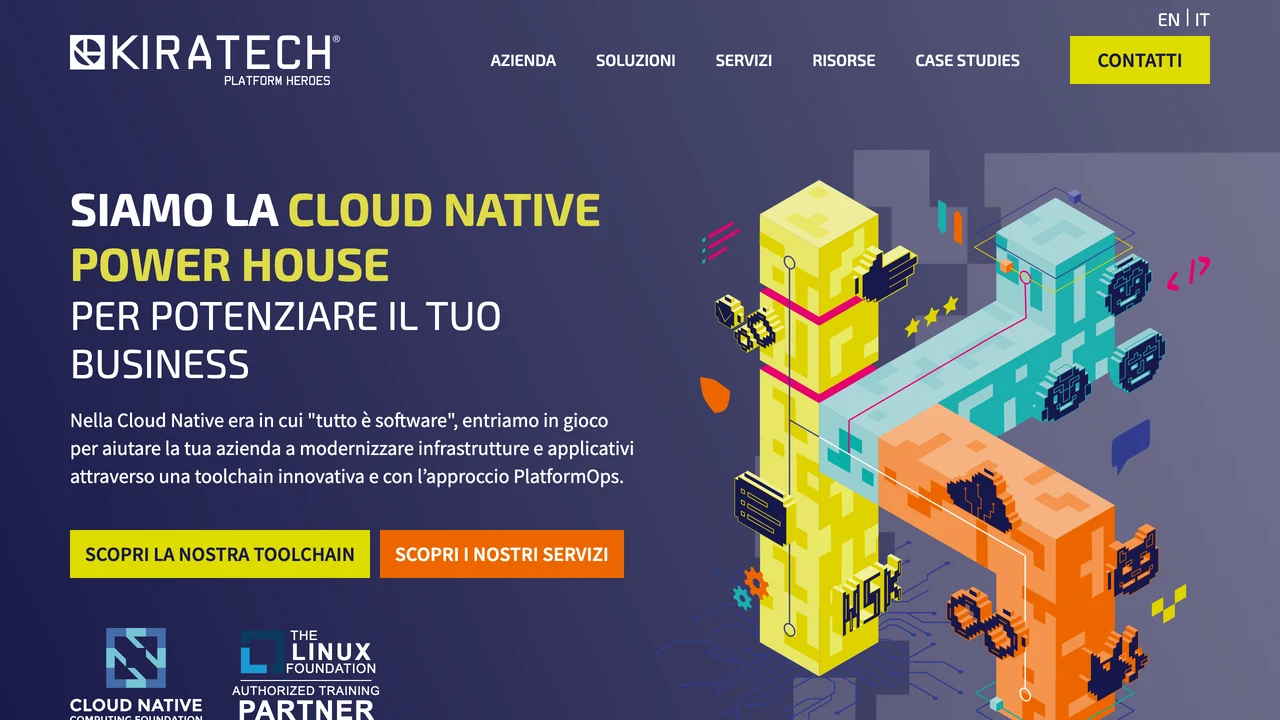 Screenshot del sito web di Kiratech