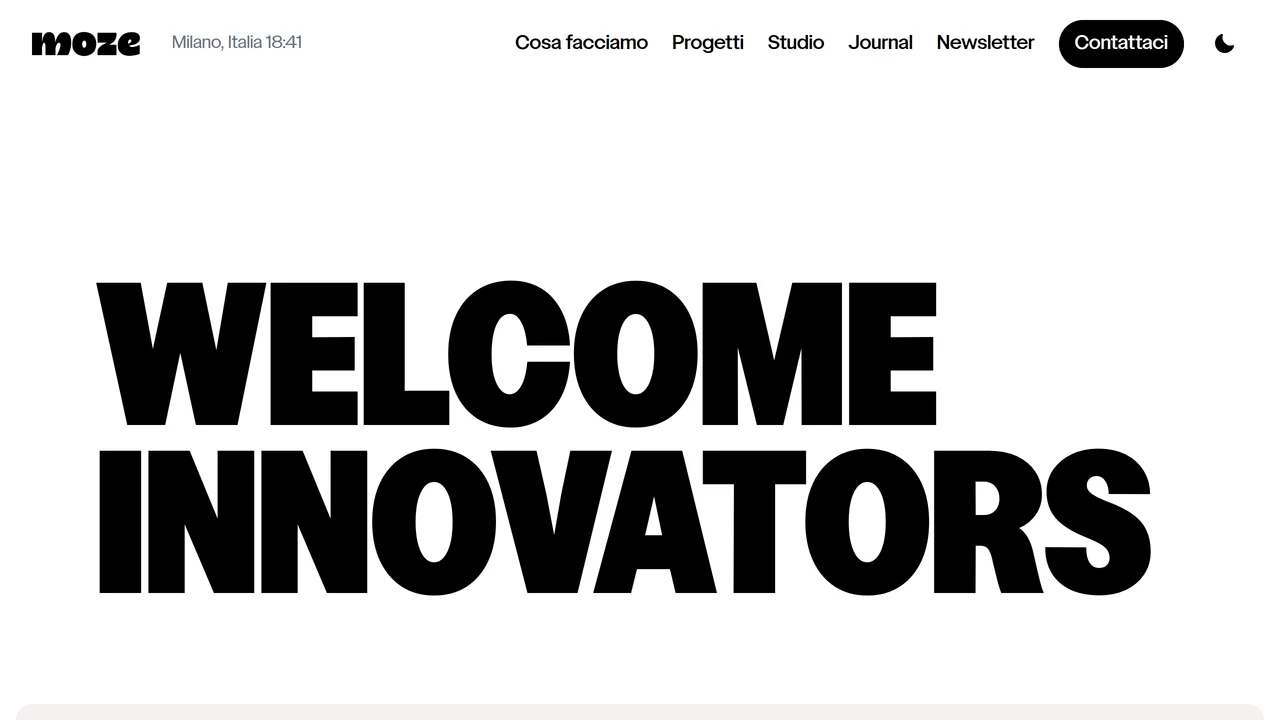 Screenshot del sito web di Moze