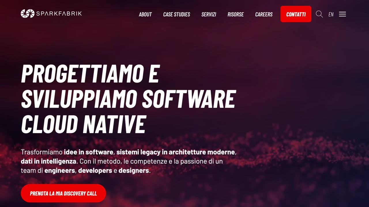 Screenshot del sito web di SparkFabrik