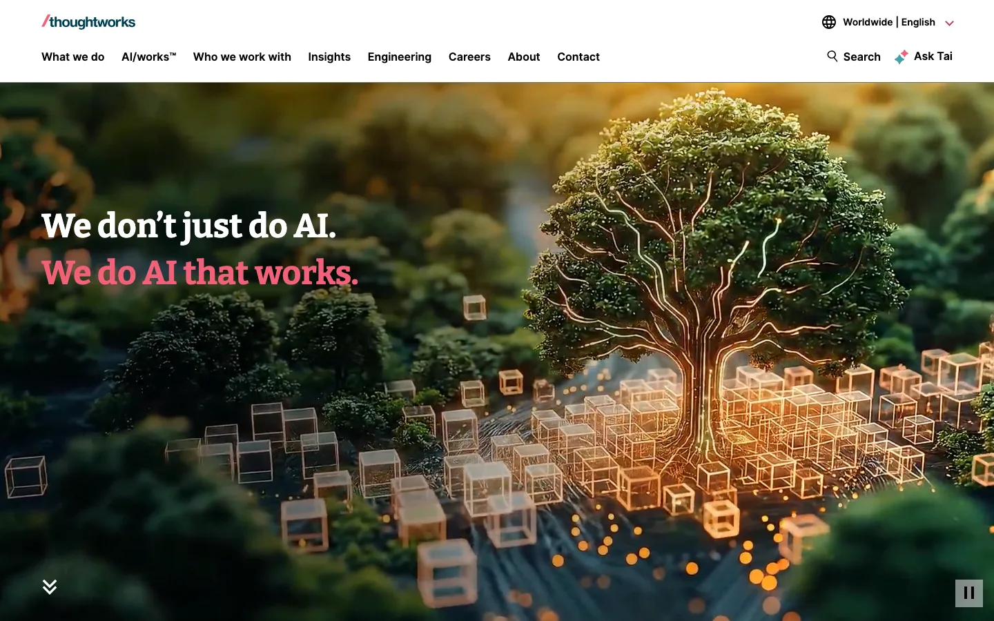 Screenshot del sito web di Thoughtworks